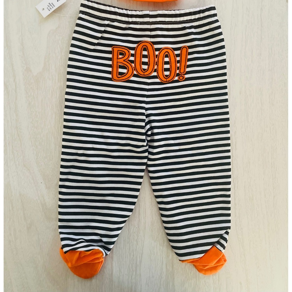 Koala Set Pumpkin Halloween Bodysuit and Boo Striped Pants Set 3/6M NWT - Picture 6 of 9